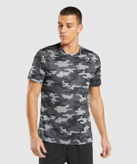 Men's Gymshark Arrival T-Shirts Camo | NZ 0FTESM